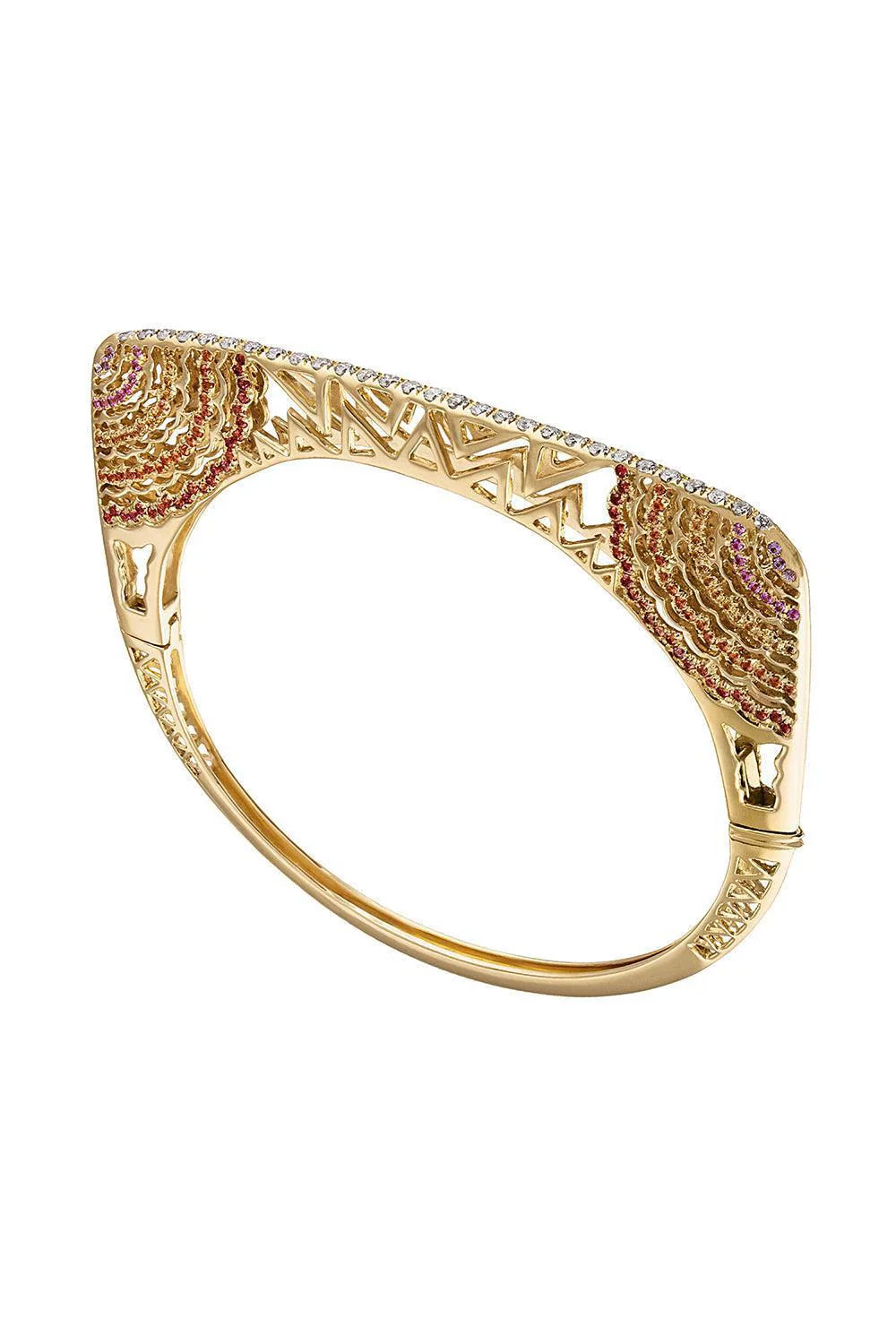 Sapphire Diamond Horizon Bangle Bracelet