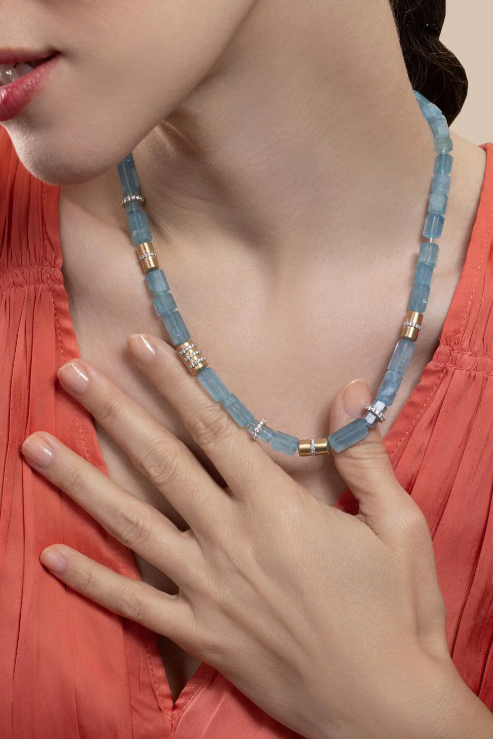 Aquamarine Beaded Necklace - Image 3