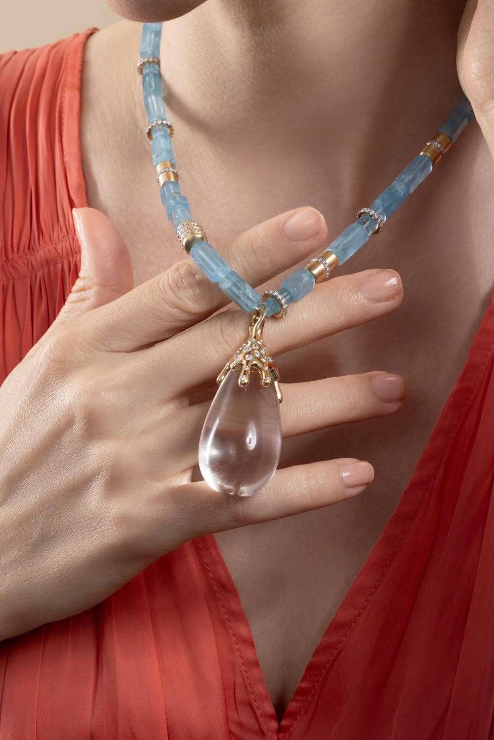 Aquamarine Beaded Necklace - Image 5