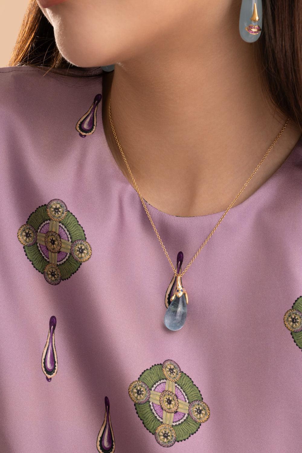 Aquamarine Drop Necklace - Image 3