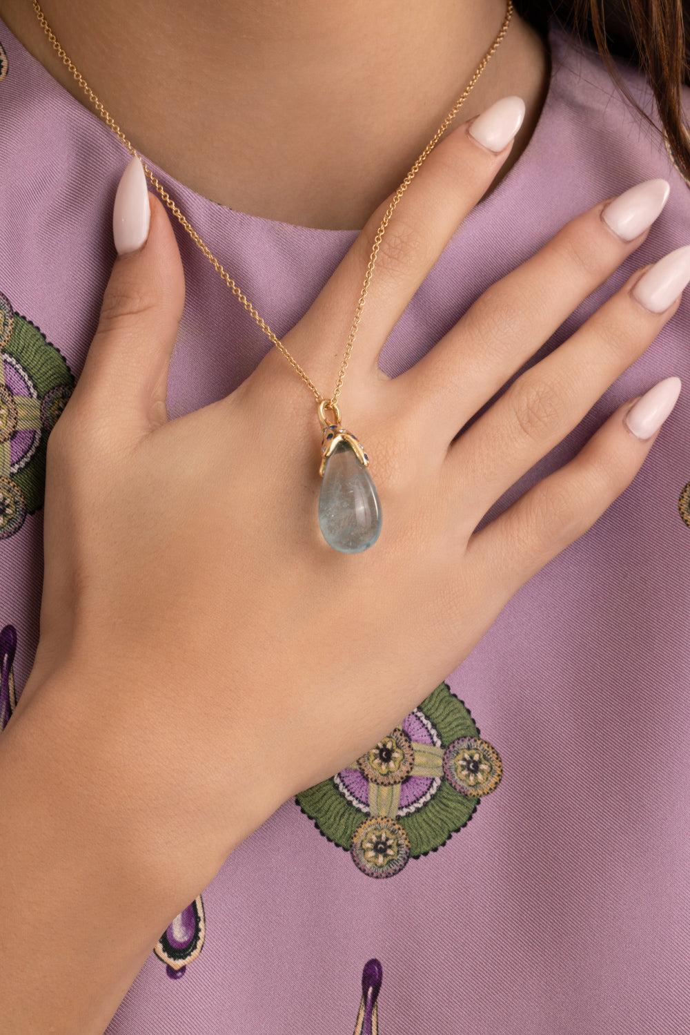 Aquamarine Drop Necklace - Image 4