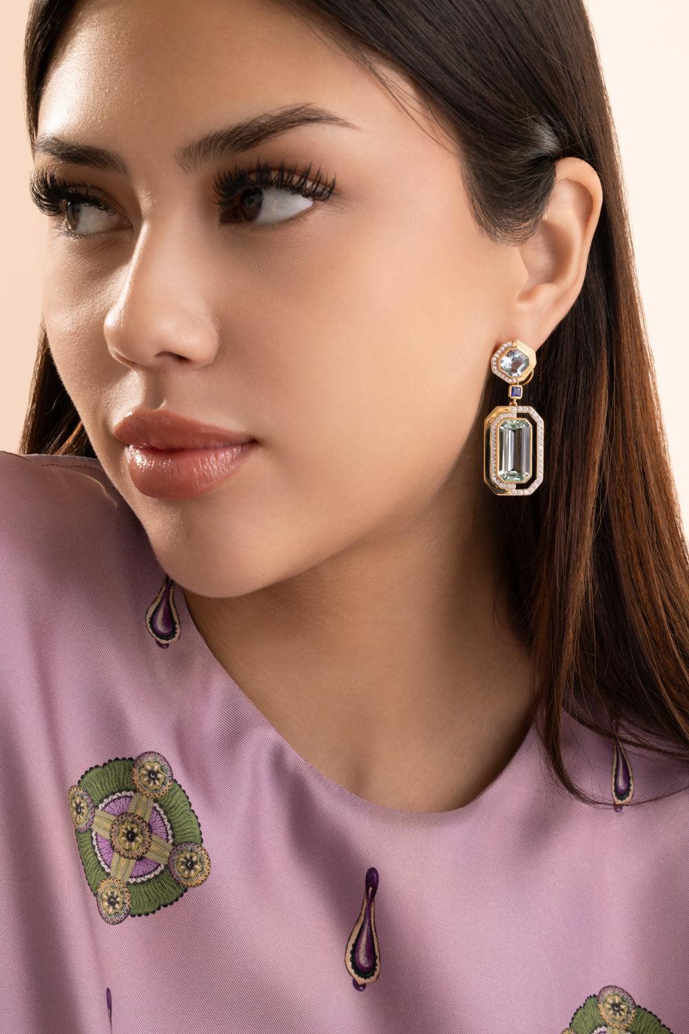 Aquamarine Sapphire Earrings - Image 2