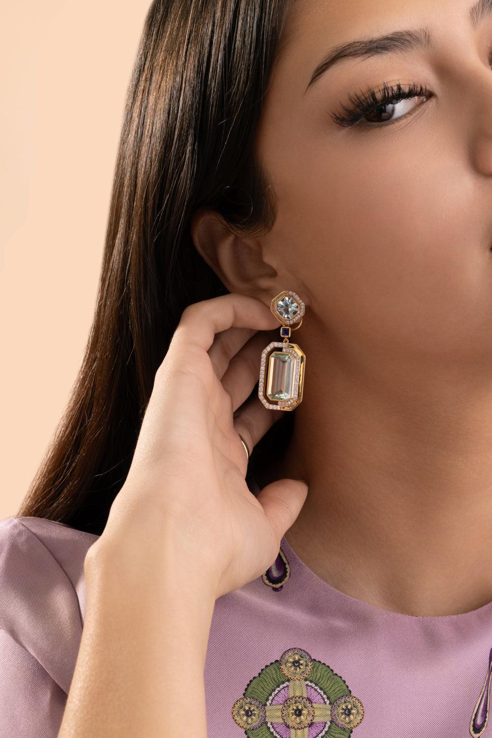 Aquamarine Sapphire Earrings - Image 3
