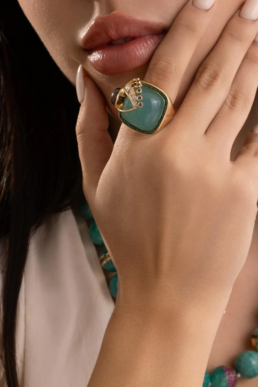 Chrysoprase Side Eye Ring - Image 2