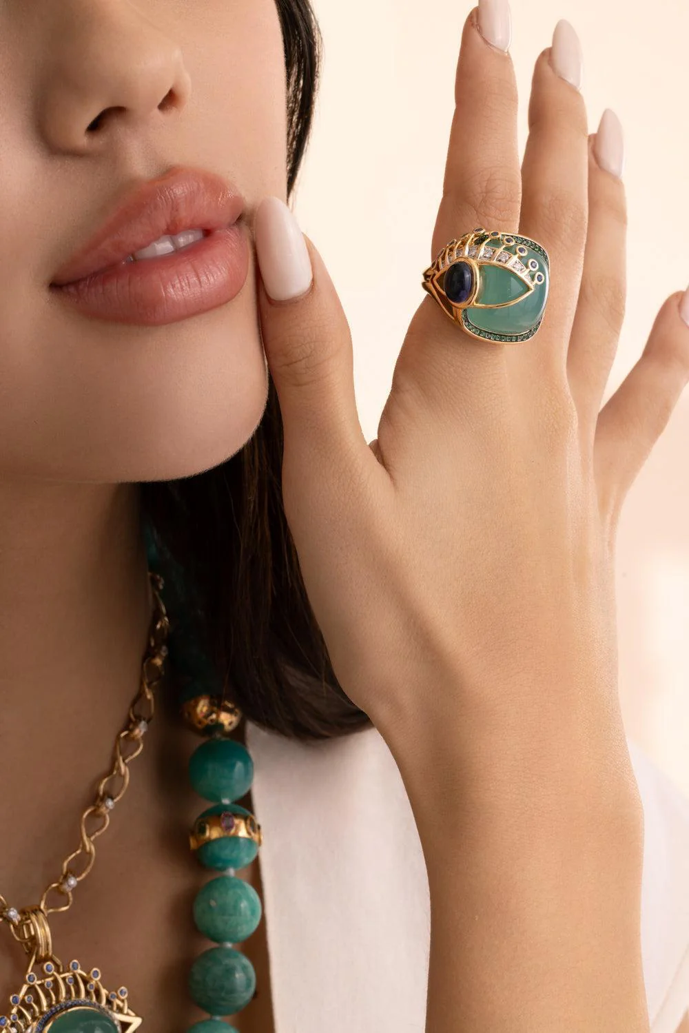 Chrysoprase Side Eye Ring - Image 4