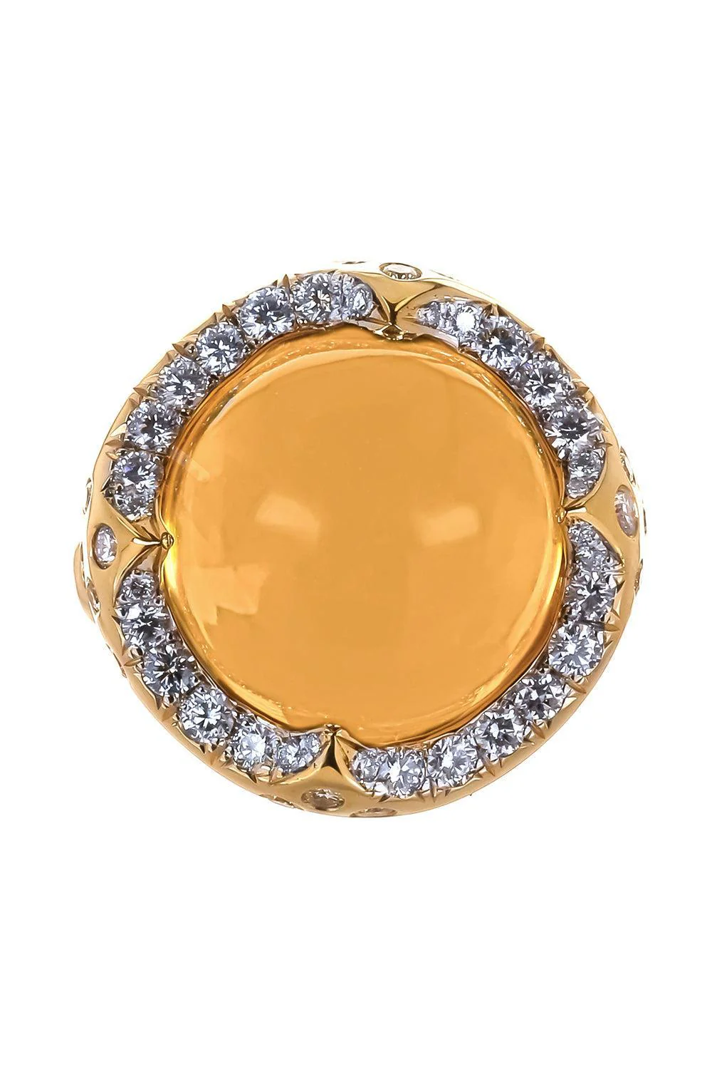 Citrine Diamond Molten Ring
