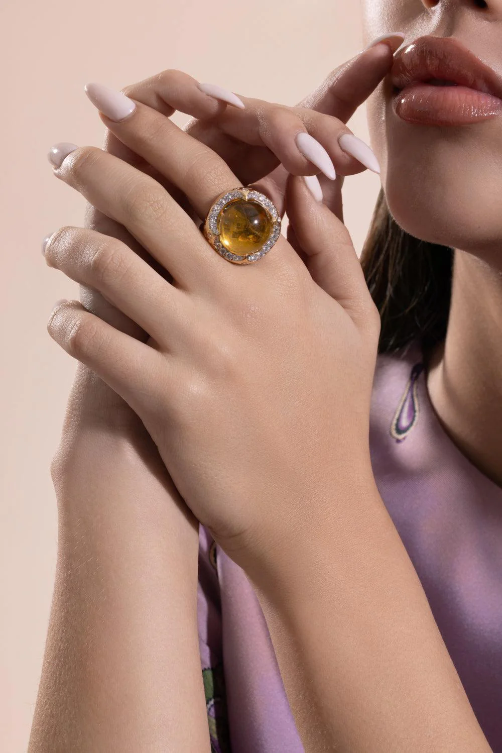 Citrine Diamond Molten Ring - Image 2