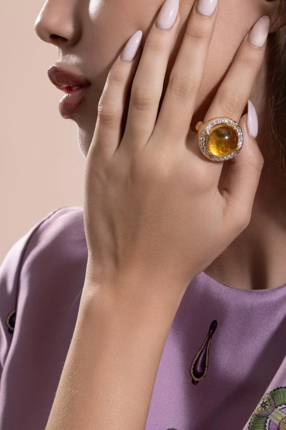 Citrine Diamond Molten Ring - Image 3