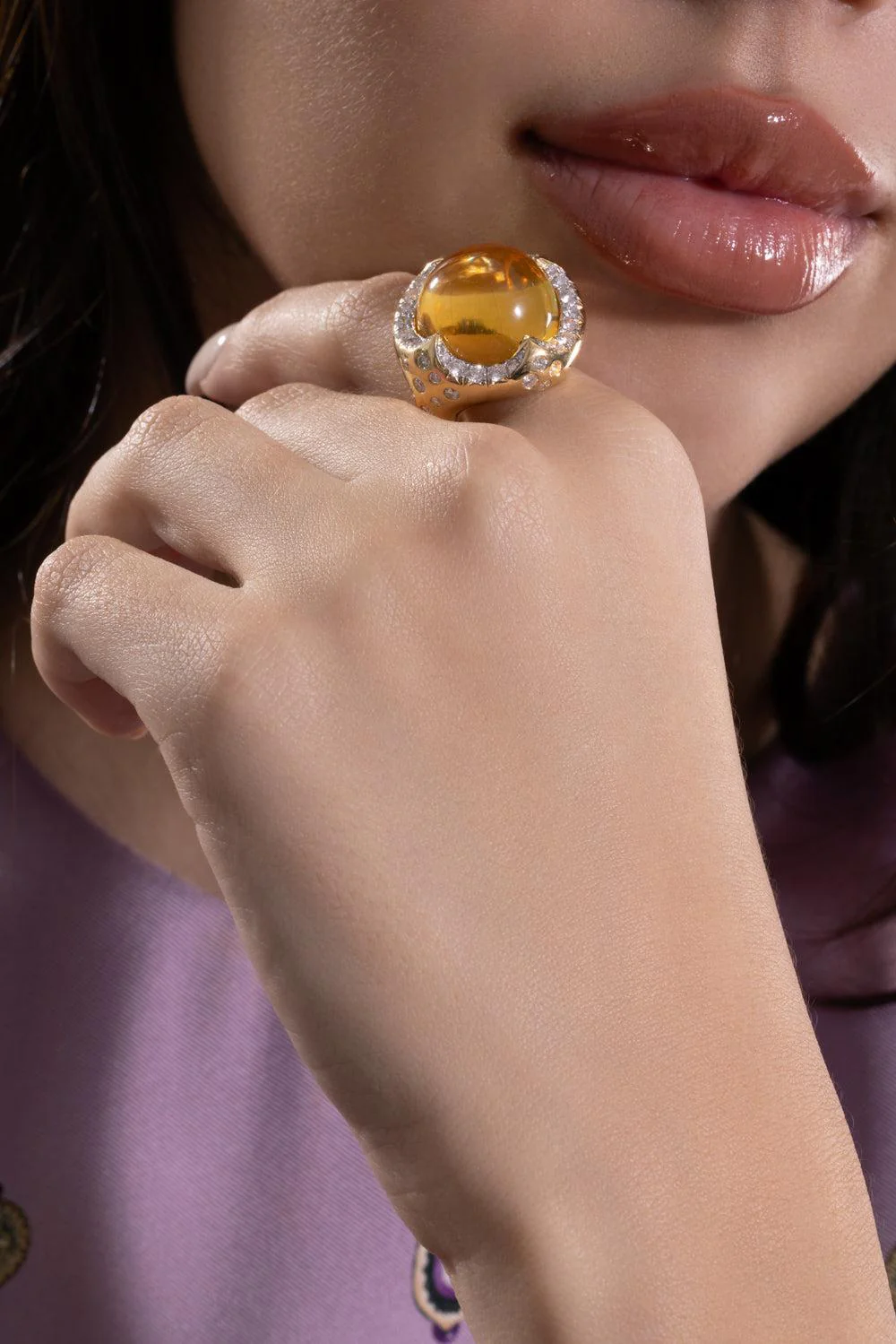 Citrine Diamond Molten Ring - Image 4