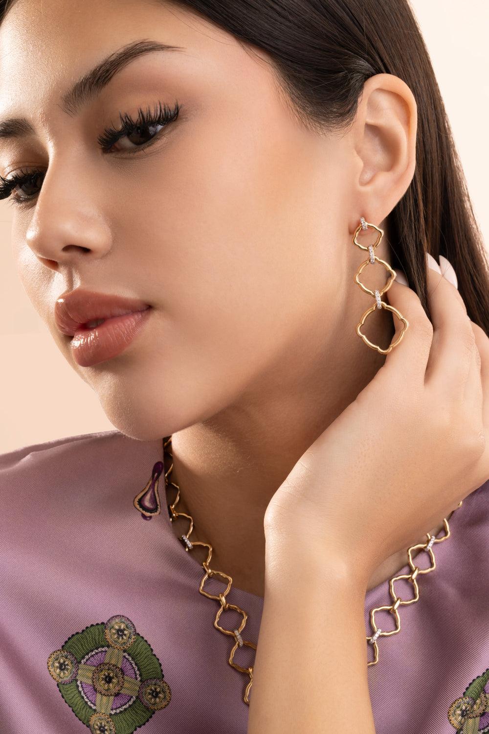 Diamond Mosaic Motif Earrings - Image 4