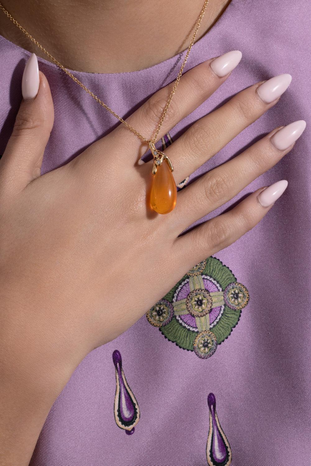 Fire Opal Drop Necklace - Image 3