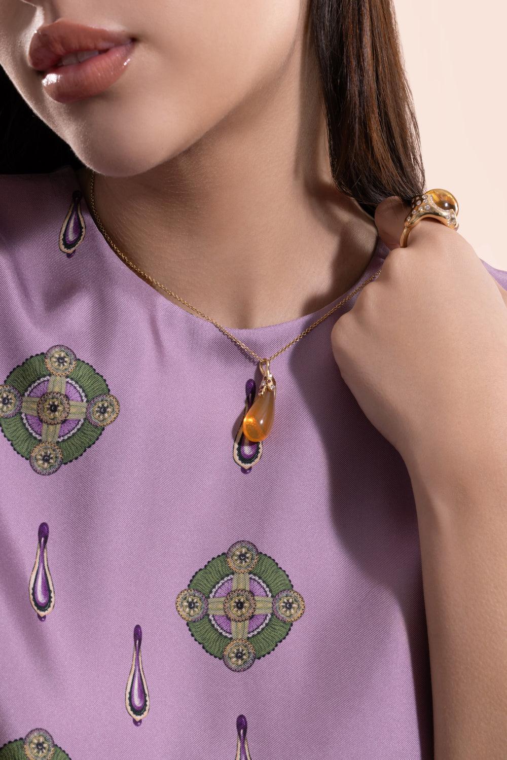 Fire Opal Drop Necklace - Image 4