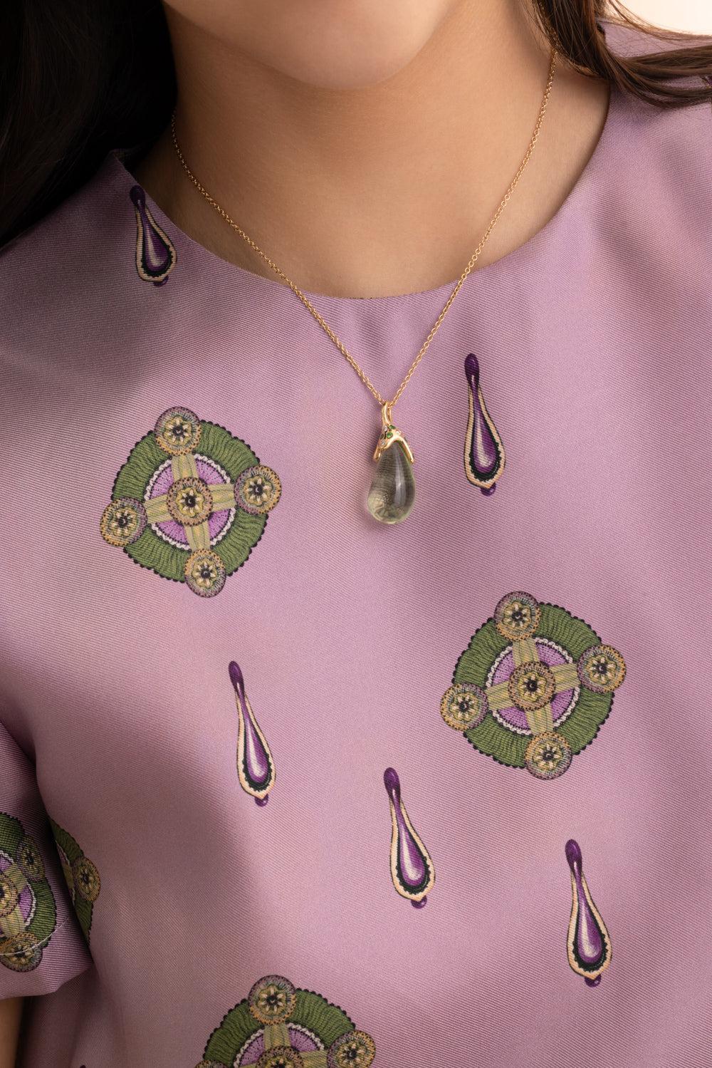 Green Quartz Drop Necklace - Image 4
