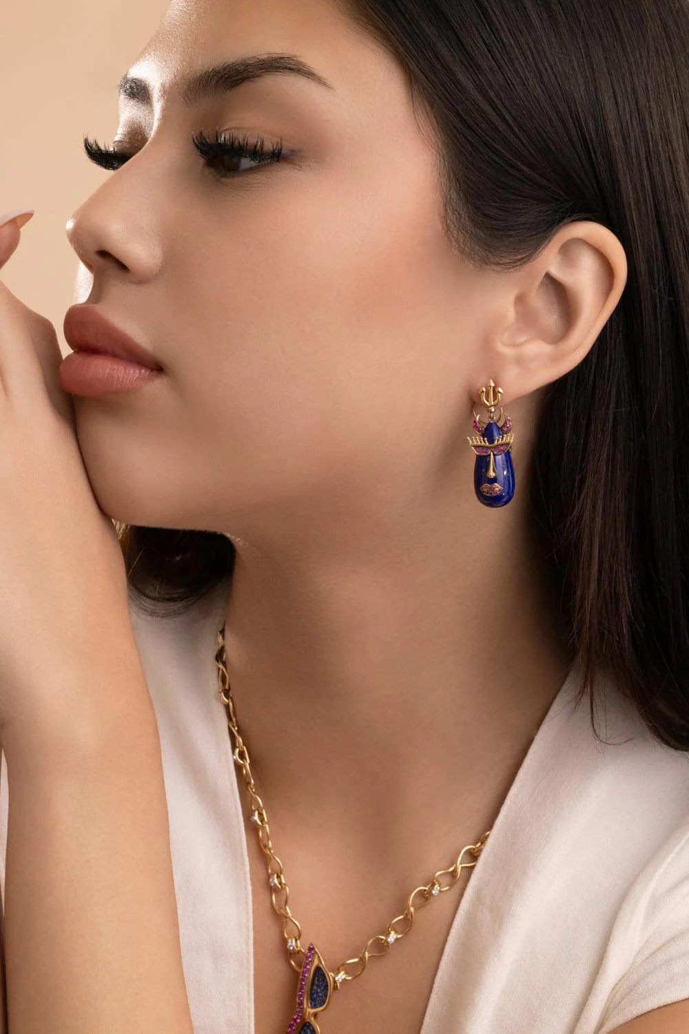 Lapis Devil Drop Earrings - Image 3