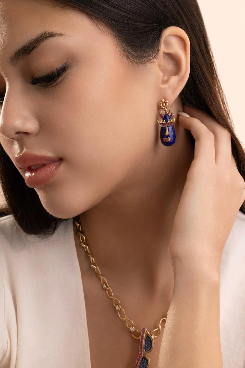 Lapis Devil Drop Earrings - Image 4