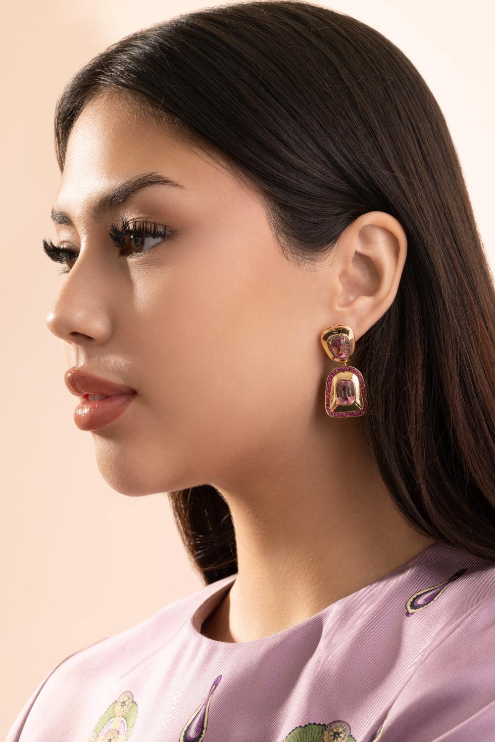 Pink Tourmaline Drop Earrings - Image 3