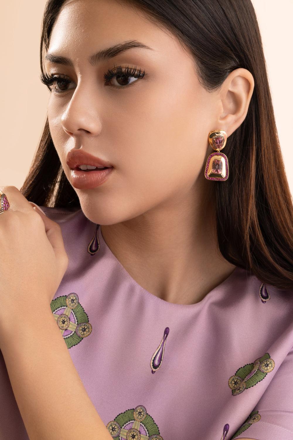 Pink Tourmaline Drop Earrings - Image 4