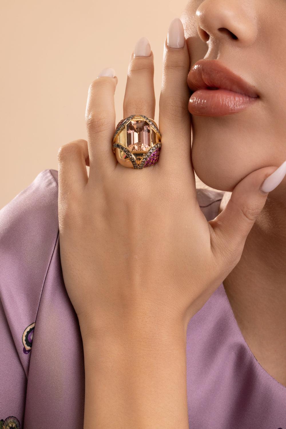 Pink Tourmaline Pink Sapphire Gemstone Ring - Image 3