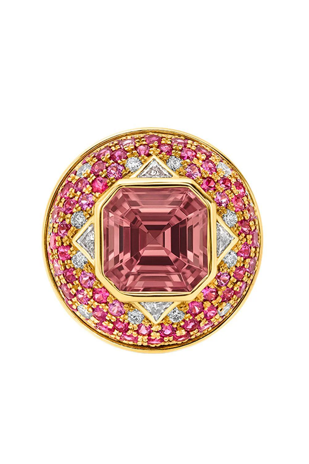 Pink Tourmaline Ruby Octagon Gemstone Ring - Image 5