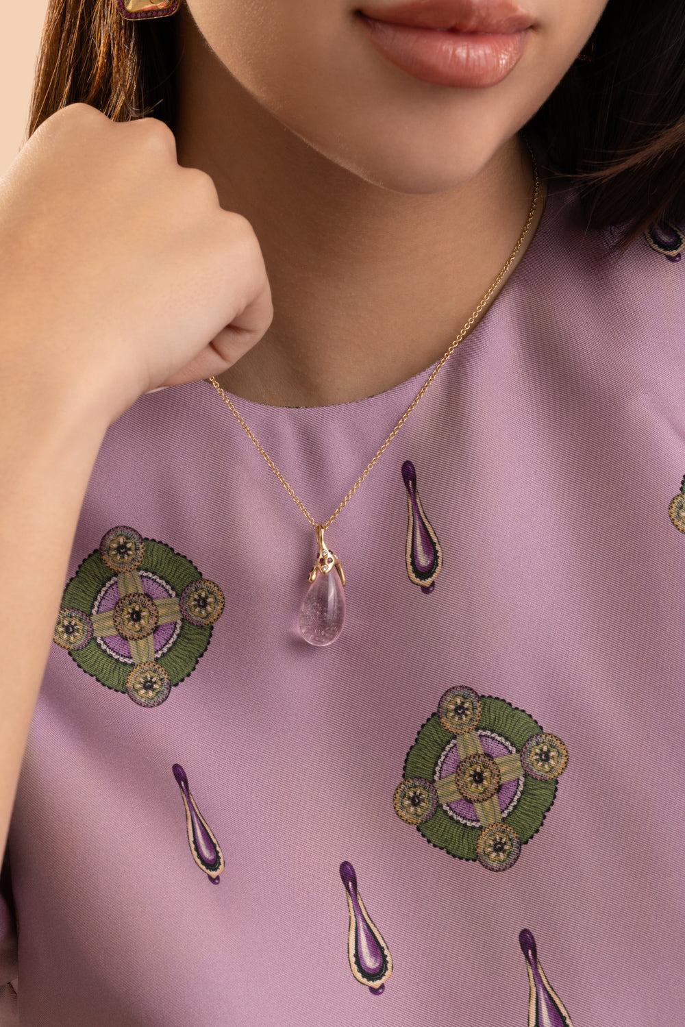 Rose Quartz Drop Necklace - Image 2