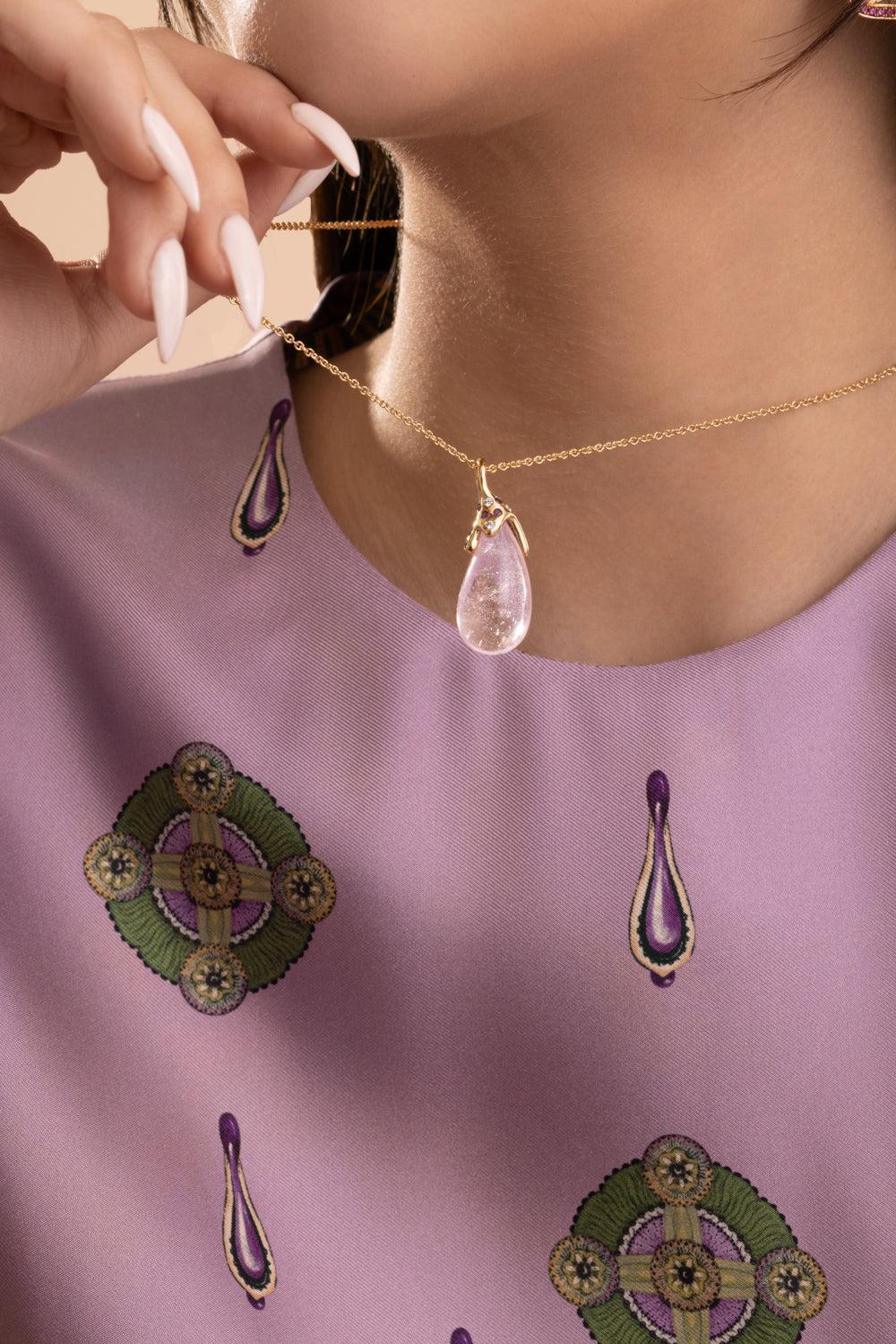 Rose Quartz Drop Necklace - Image 4