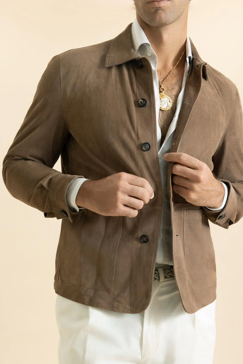 Classic Button Front Shirt - Brown - Image 3
