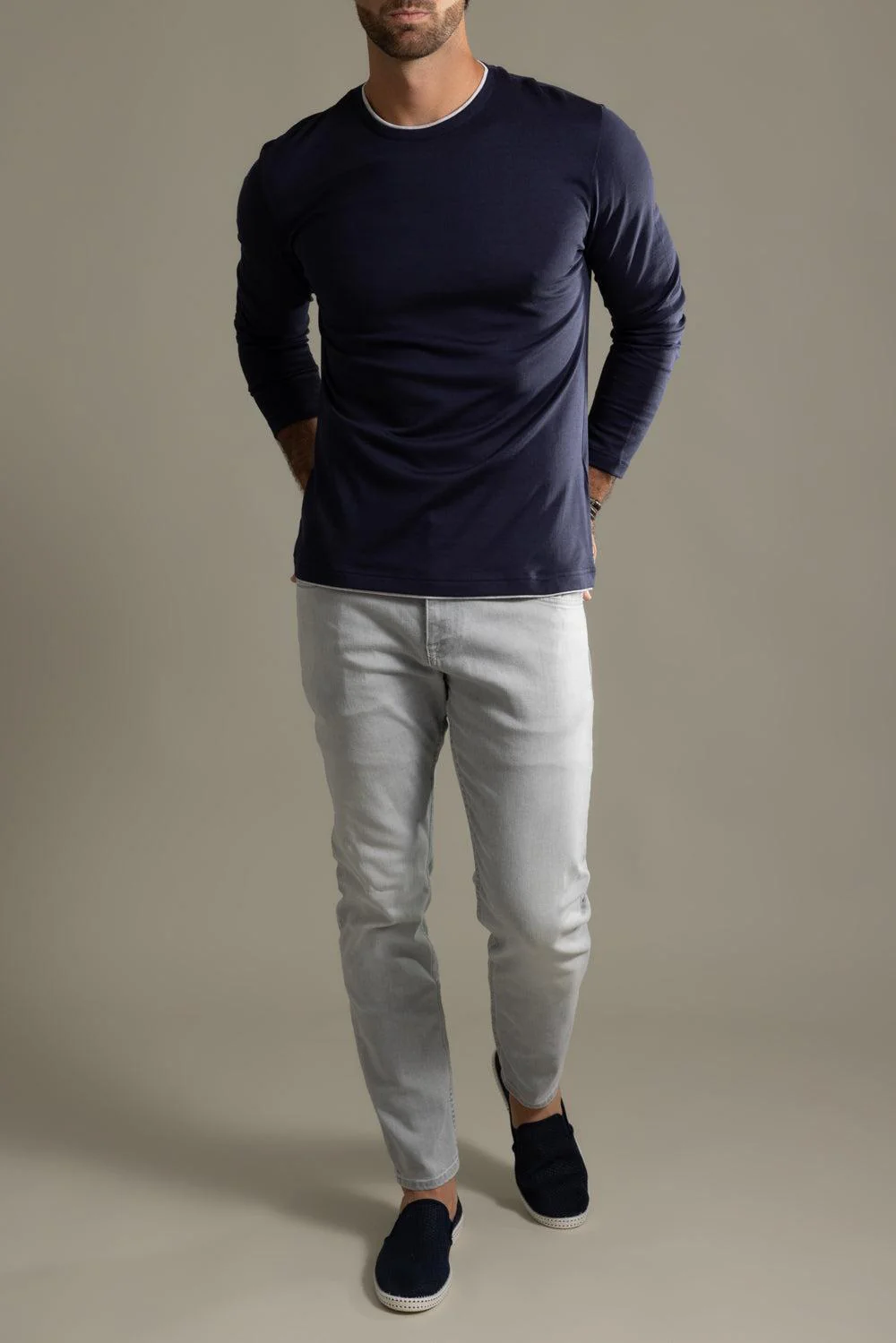 Crewneck Long Sleeve - Blue Light Gray