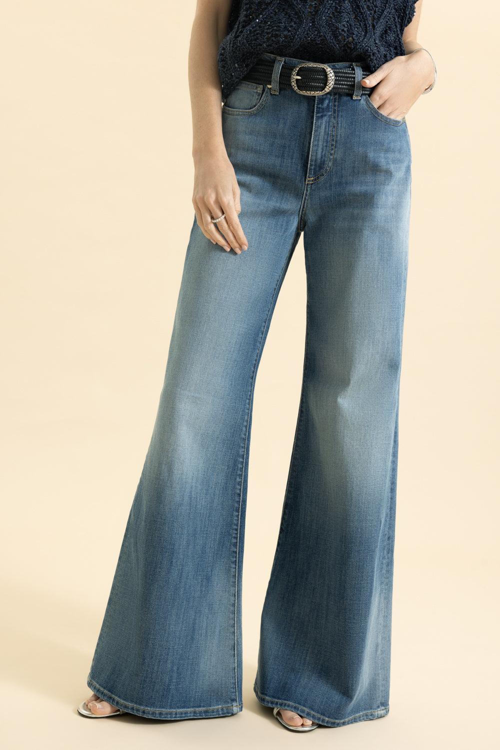 Crop Flare Jean - Blue - Image 2