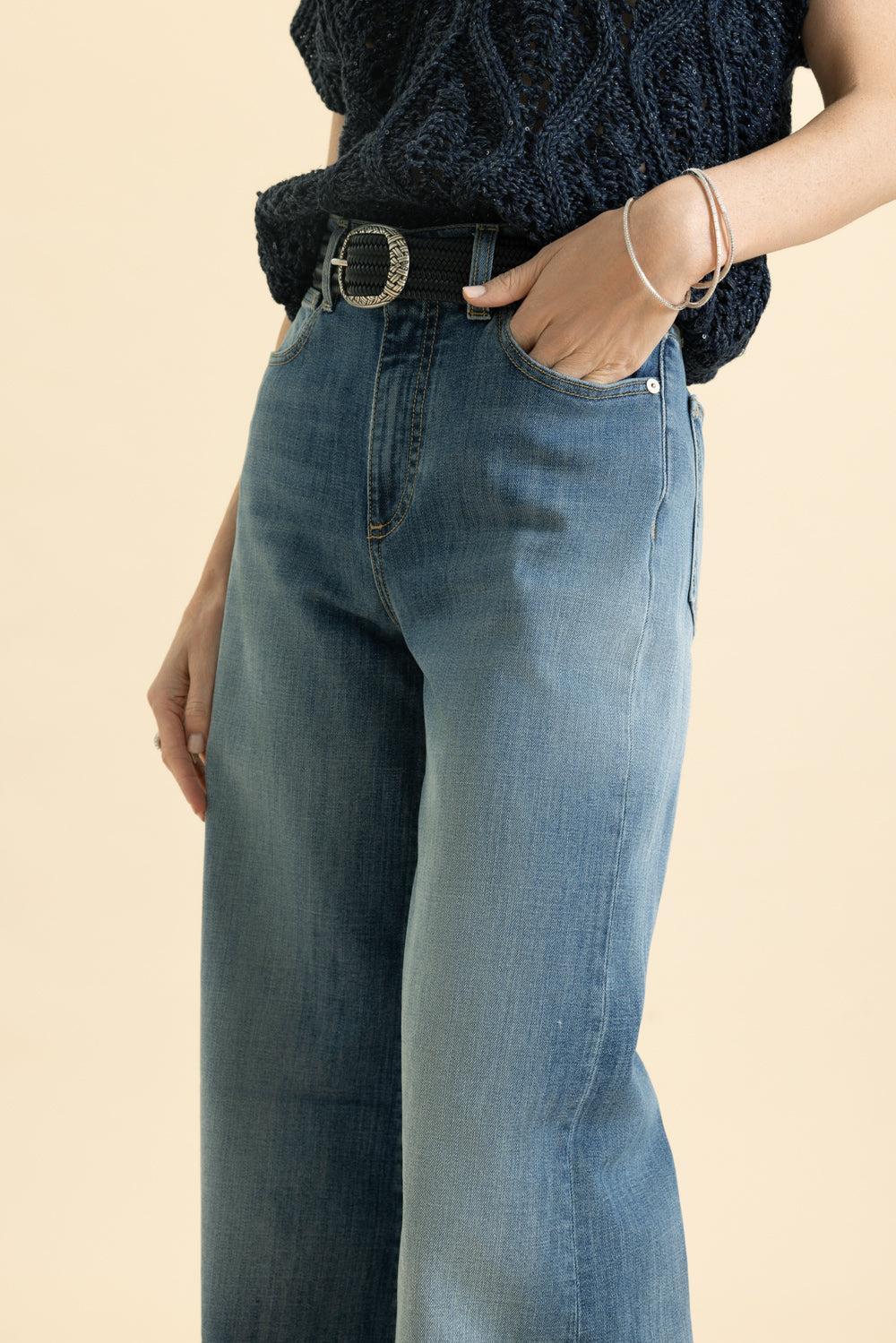 Crop Flare Jean - Blue - Image 3