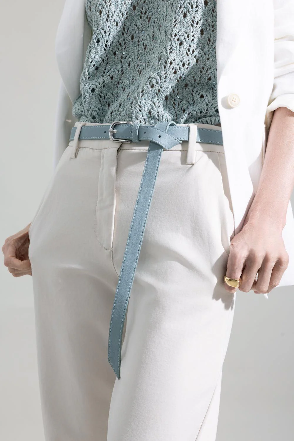 Double Loop Skinny Buckle Belt - Image 2