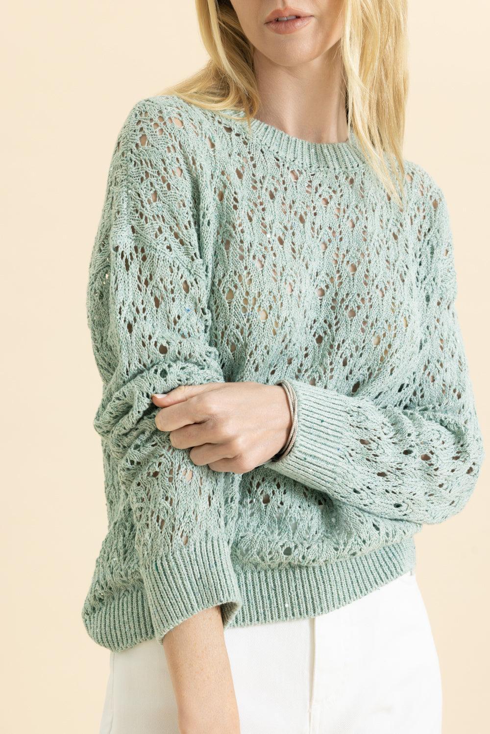 Long Sleeve Crewneck Sweater - Green - Image 3