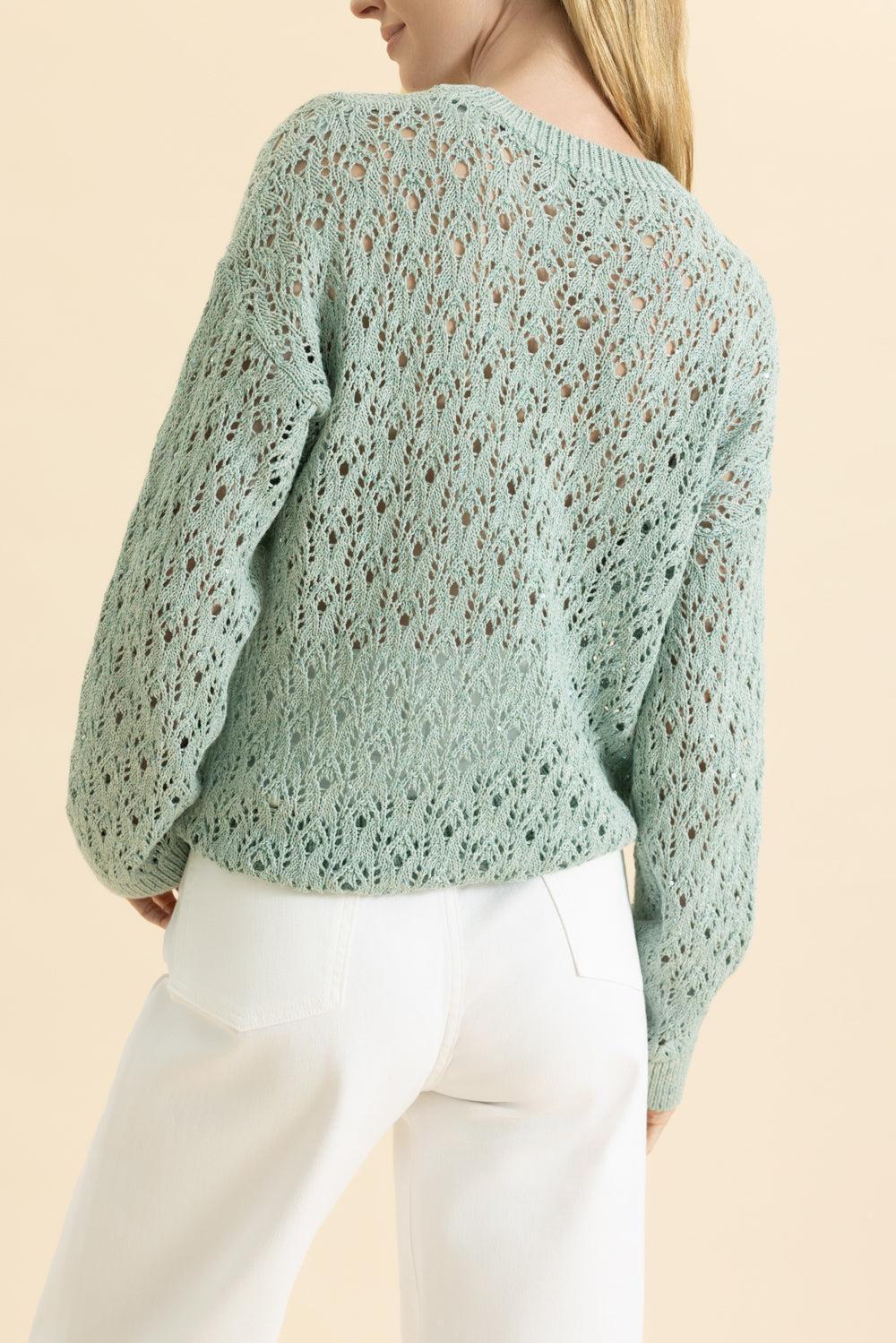 Long Sleeve Crewneck Sweater - Green - Image 4