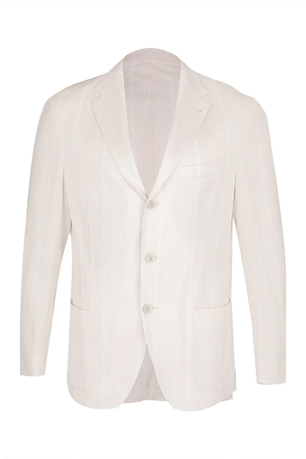 Micro Texture Single Breasted Blazer - Sand Stripe