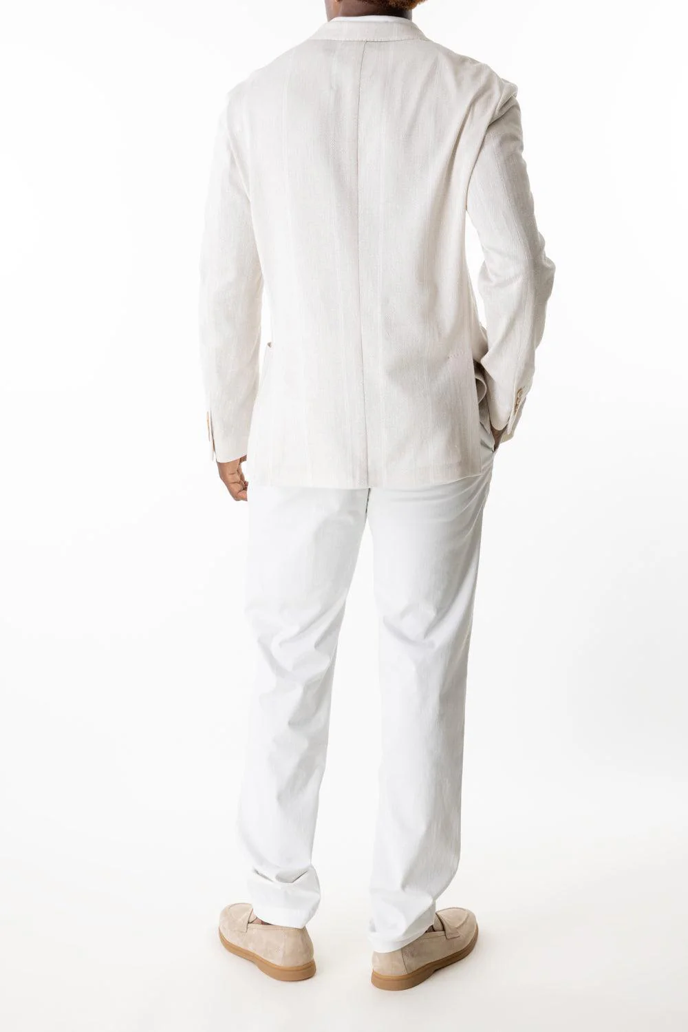 Micro Texture Single Breasted Blazer - Sand Stripe - Image 5