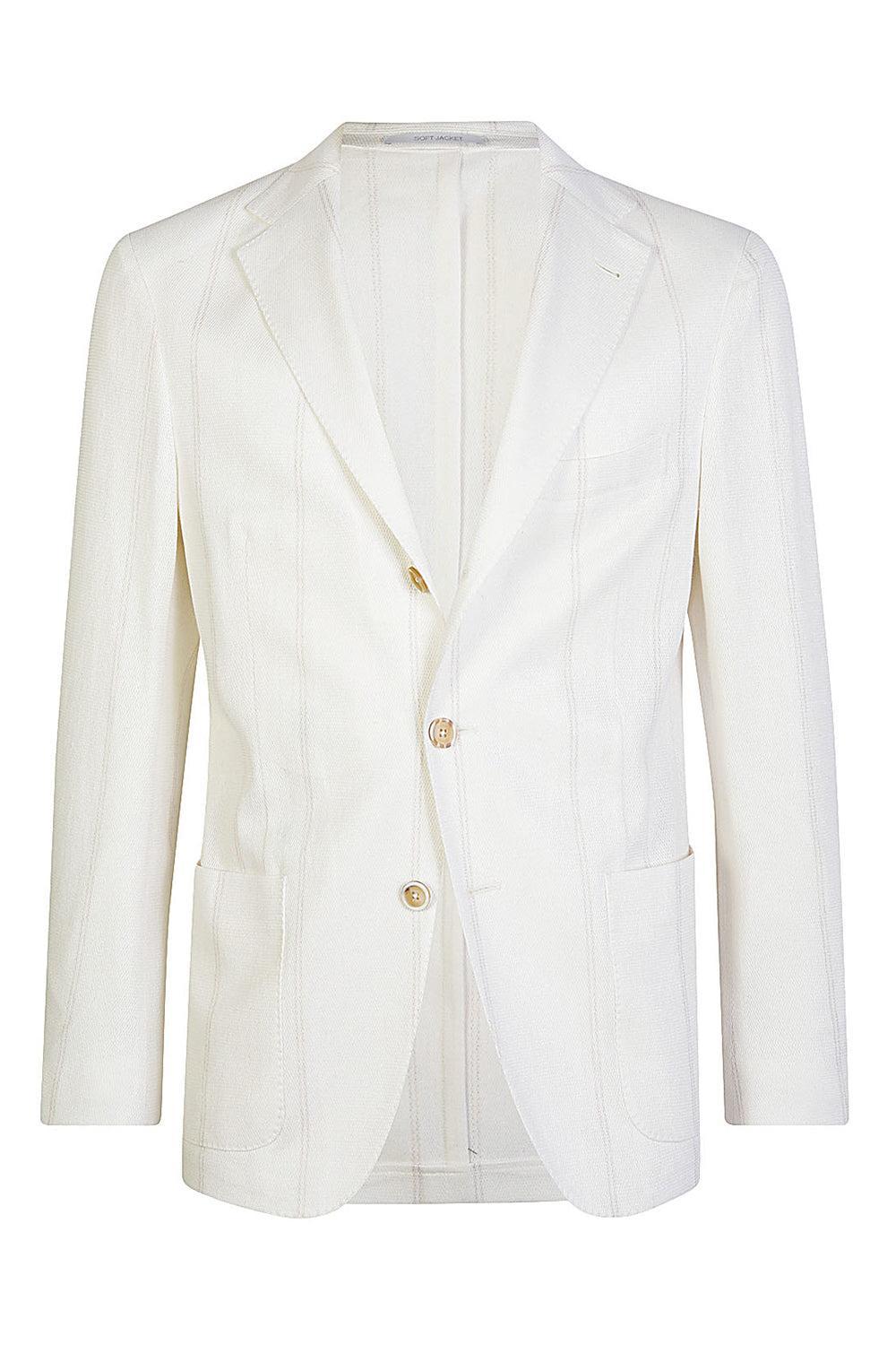 Micro Texture Single Breasted Blazer - White