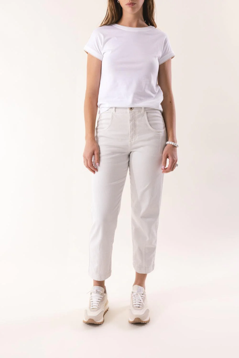 Round Neck Tee - White Sand - Image 2