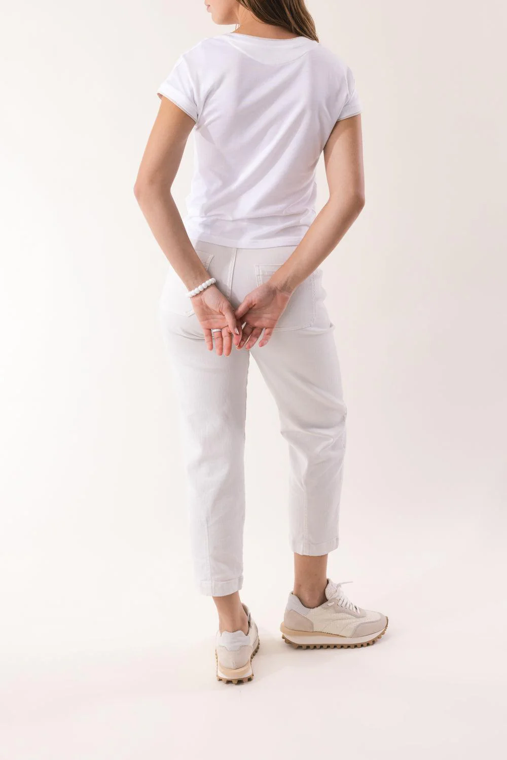 Round Neck Tee - White Sand - Image 4