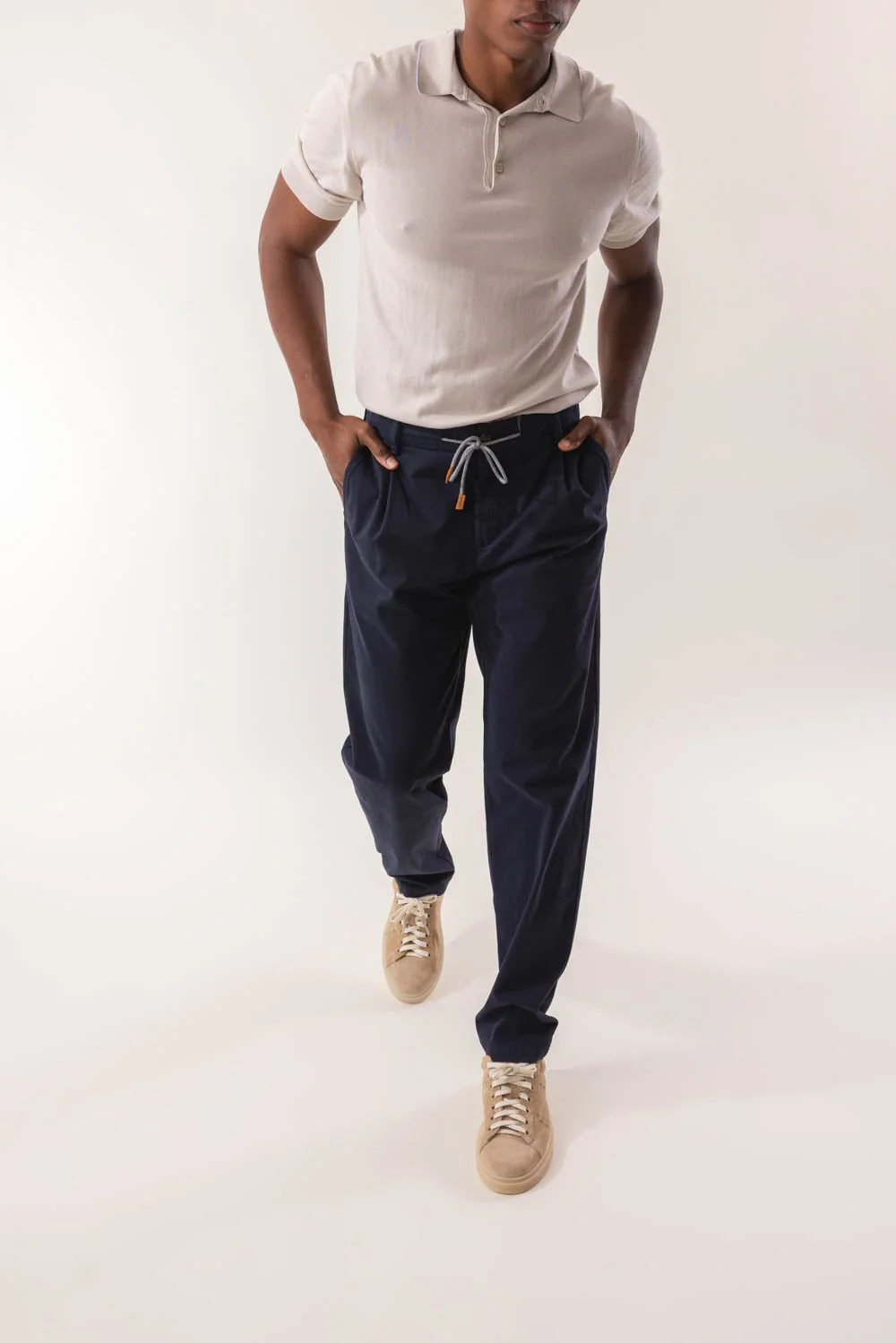 Short Sleeve Polo - Sand Gray White - Image 2