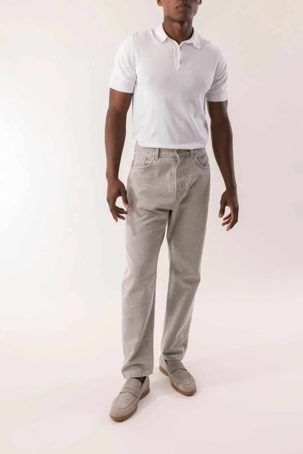 Short Sleeve Polo - White Gray Sand - Image 2
