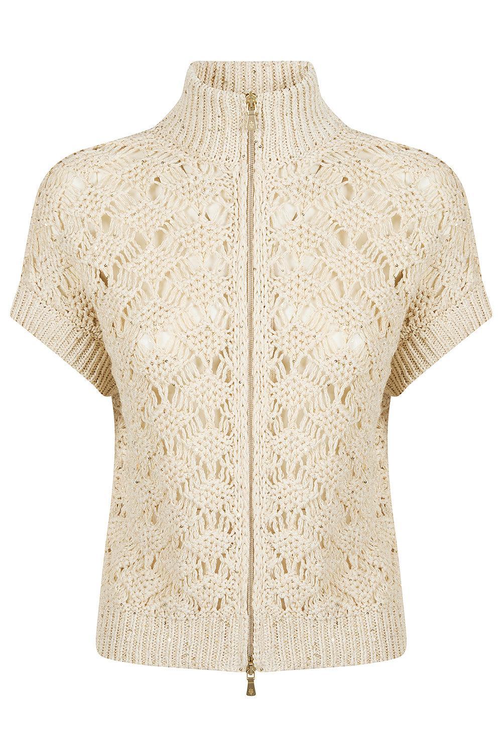 Short Sleeve Zip Sweater