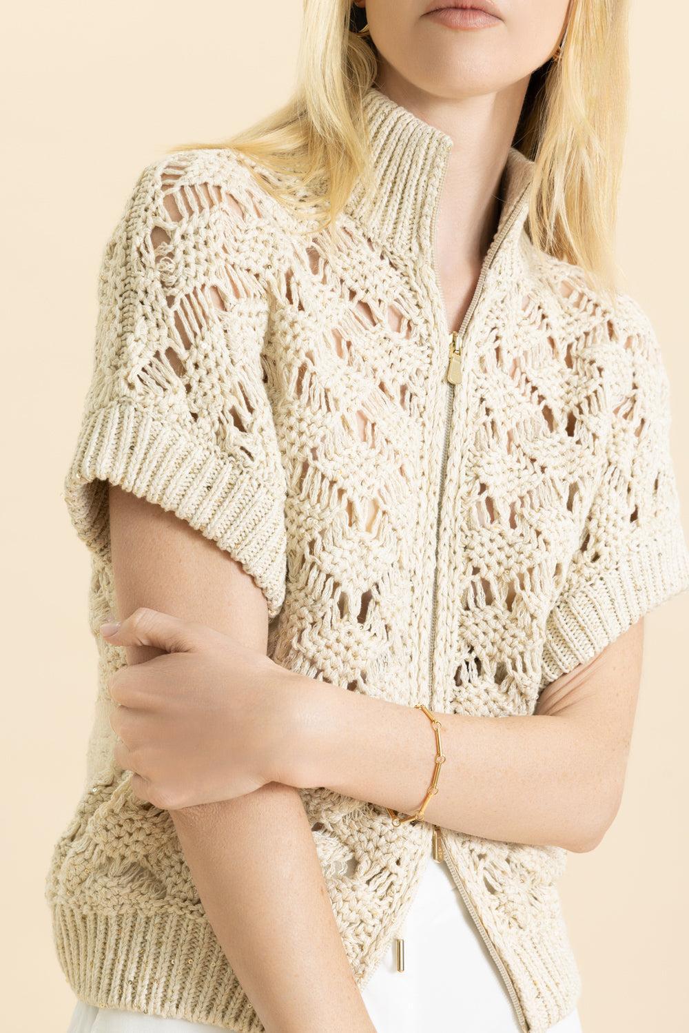 Short Sleeve Zip Sweater - Image 3