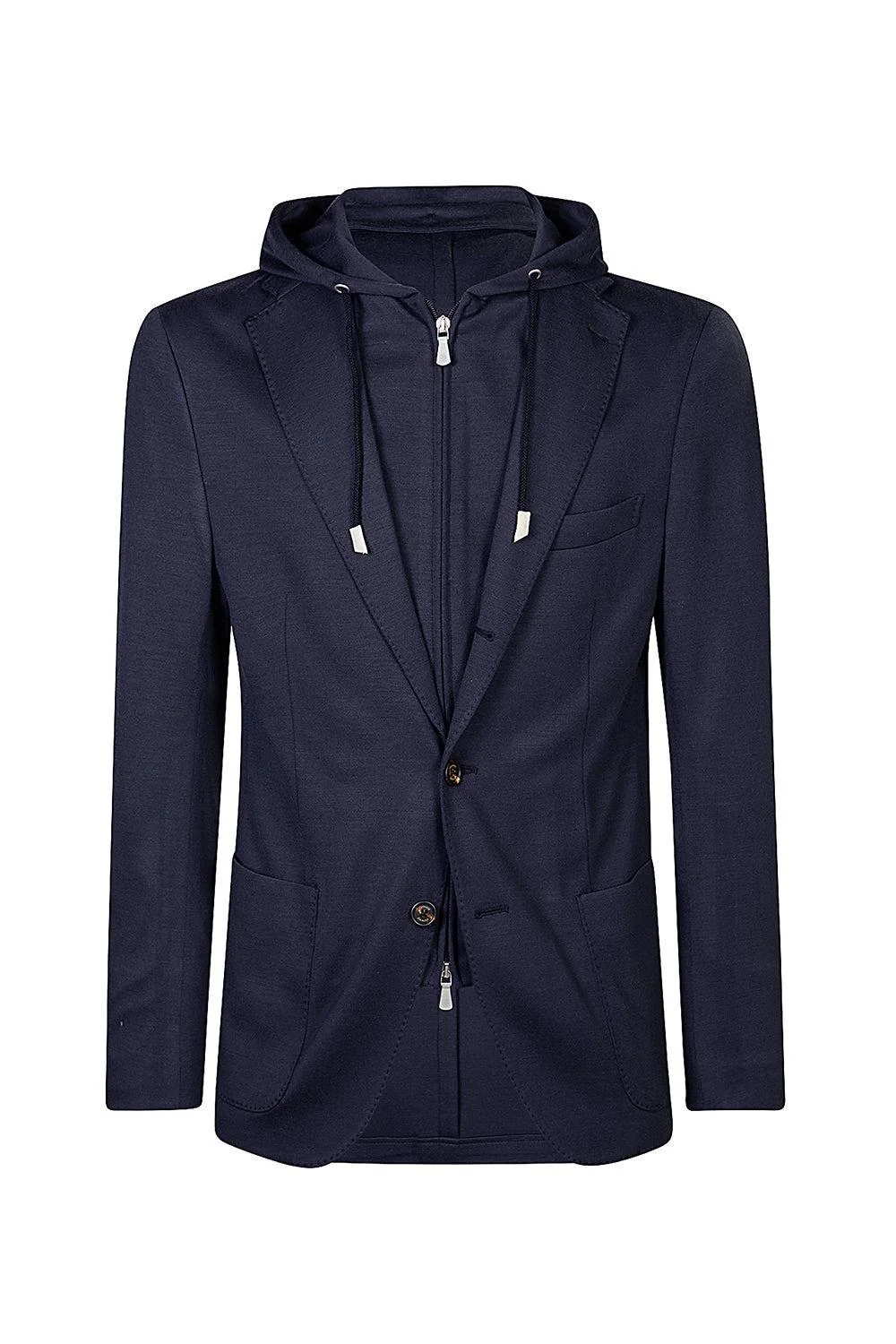 Single Breast Hooded Blazer - Blue