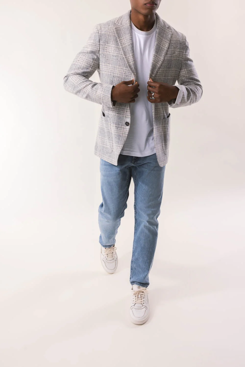 Single Breast Soft Jacket - Light Gray Melange - Image 2