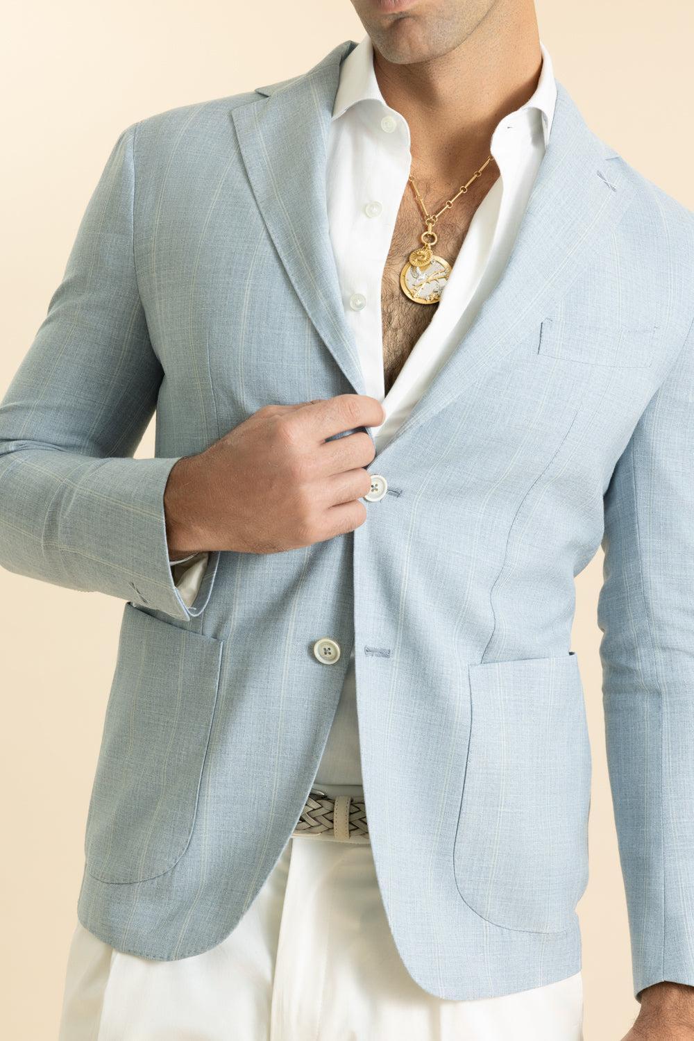 Single Breasted Soft Jacket - Blue - Image 3