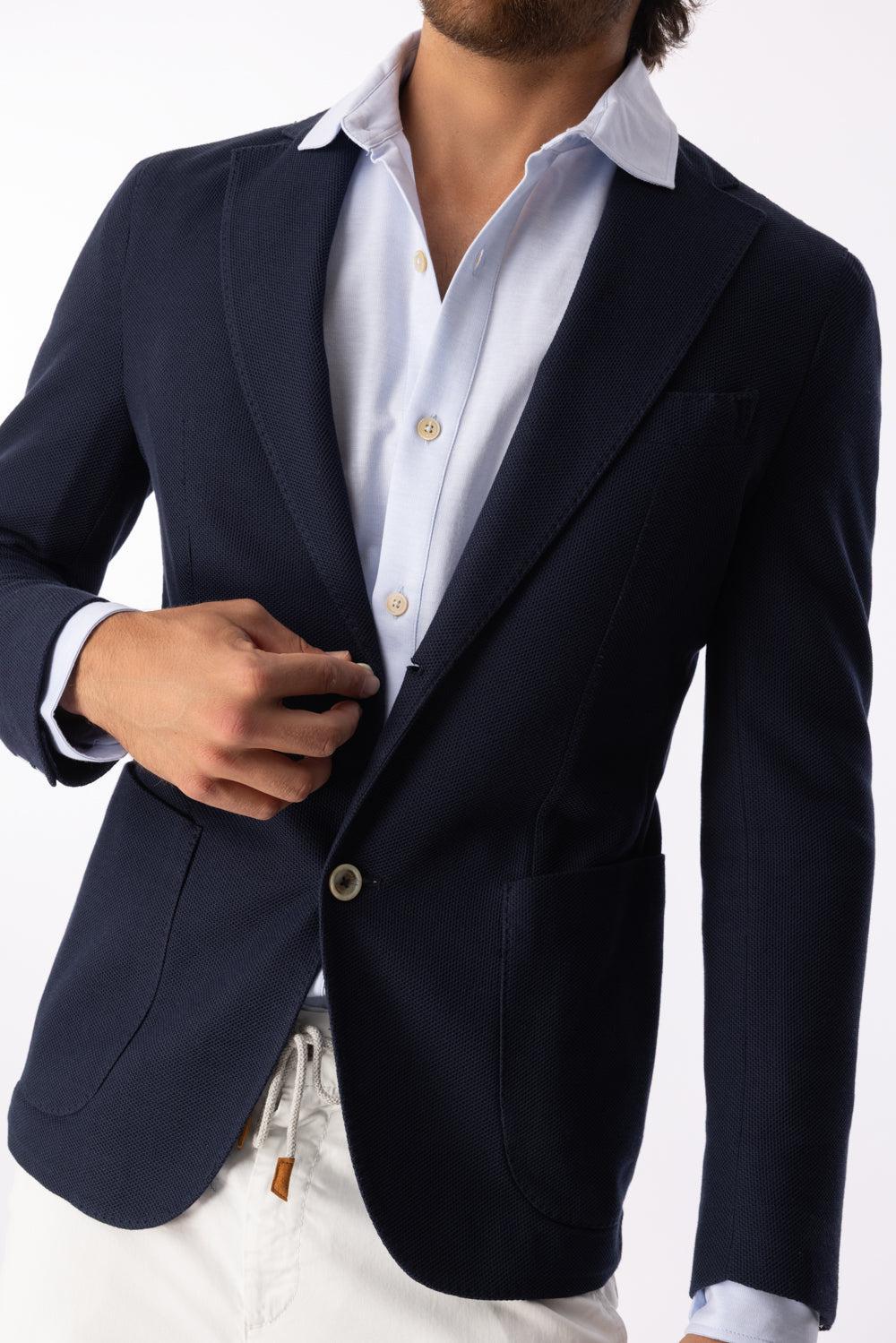 Single Breasted Soft Jacket - Blue - Image 3