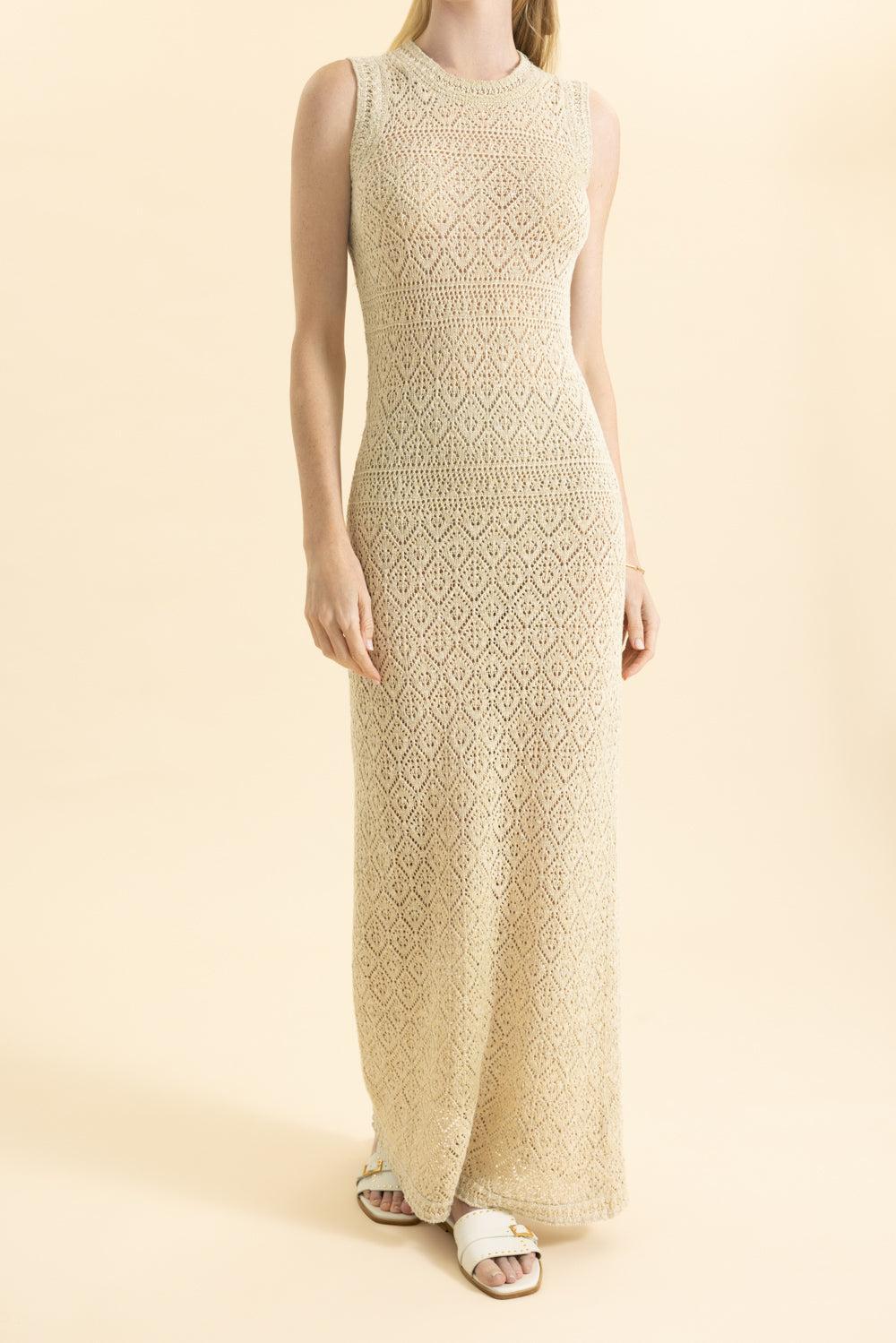 Sleeveless Knit Midi Dress - Cream - Image 2