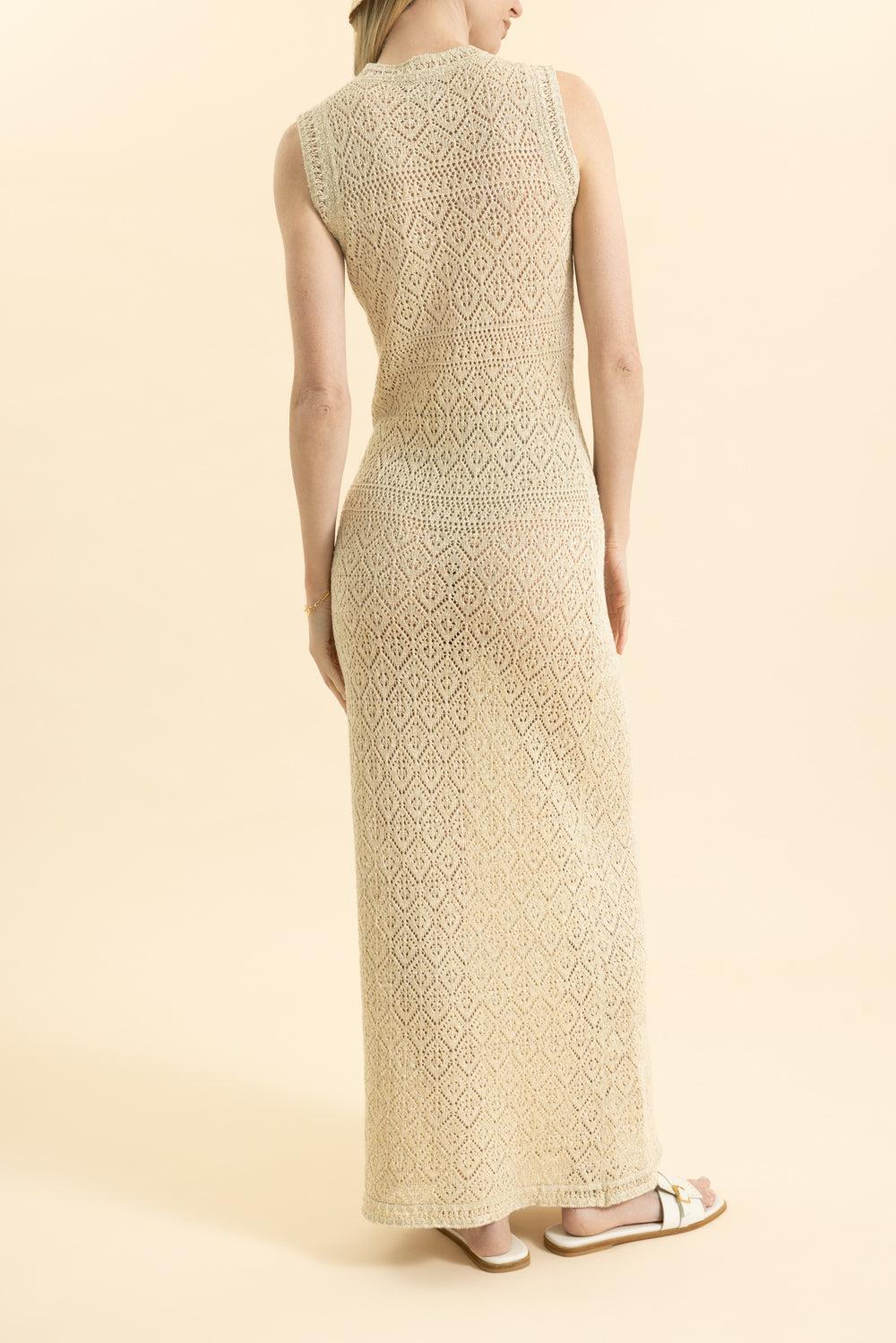 Sleeveless Knit Midi Dress - Cream - Image 4