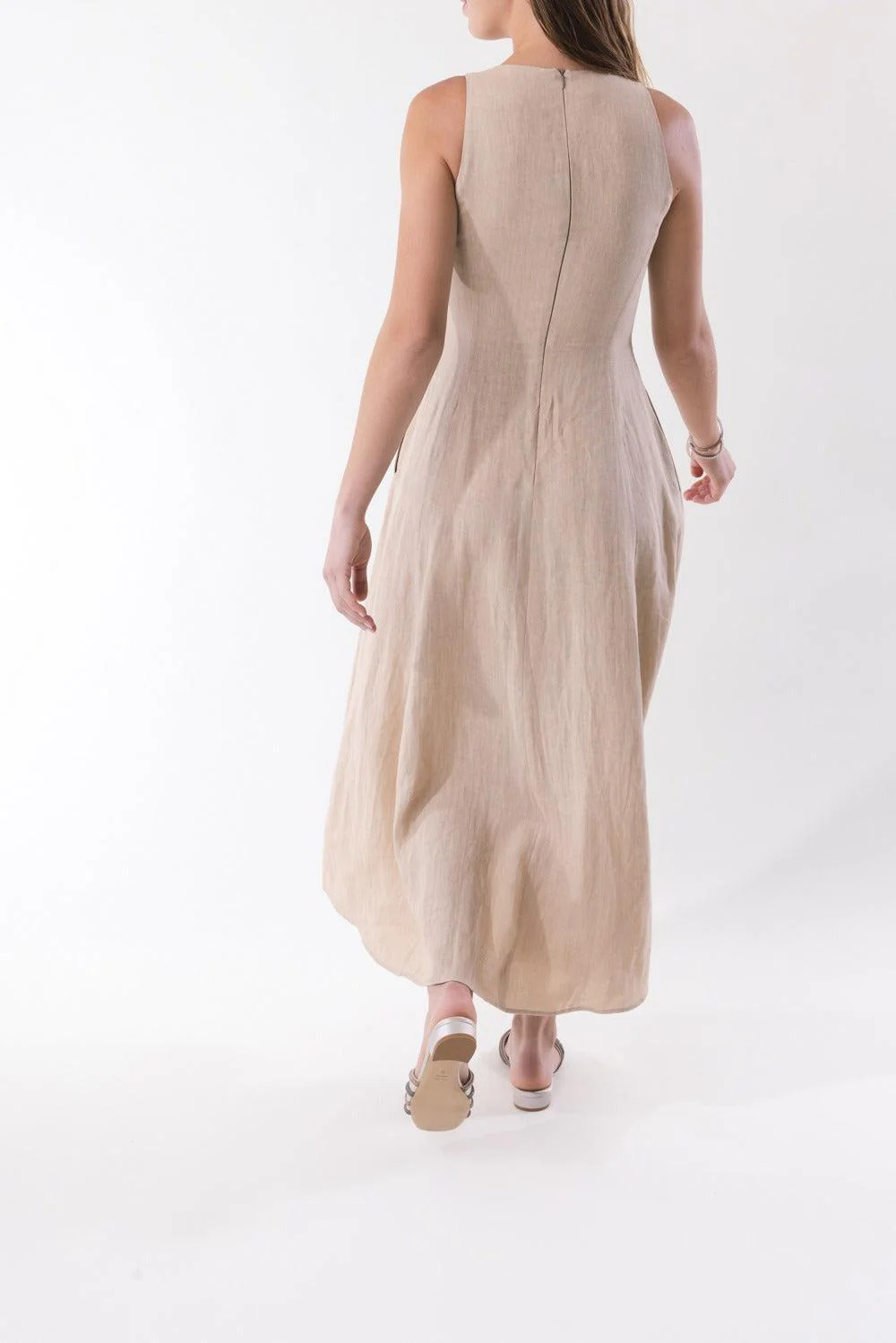Sleeveless Midi Dress - Sand - Image 4