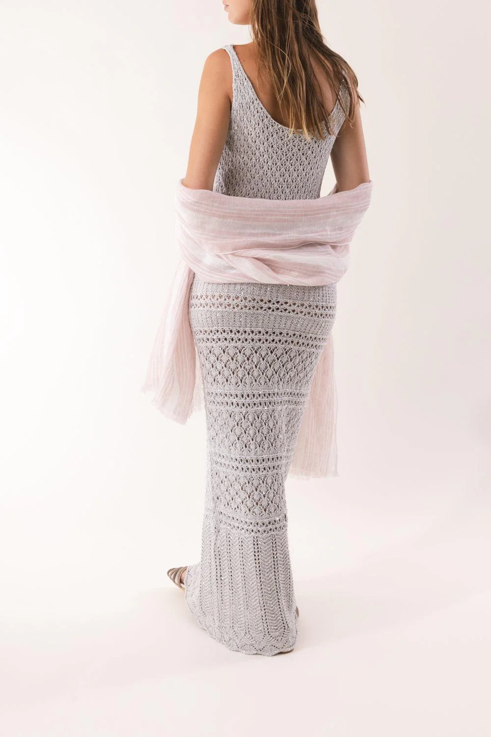 Stripe Lurex Scarf - Rose - Image 4
