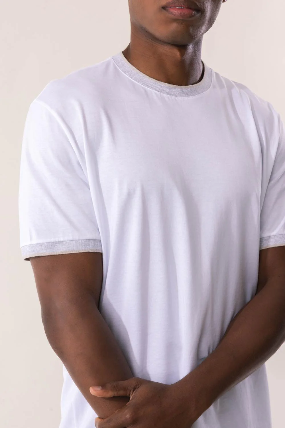 Tipping Collar Tee - White Gray Sand - Image 3